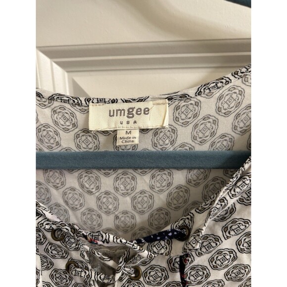 Umgee USA Women’s Tunic Dress Embroidered Boho Hi Low Medallion Gathered Hem Med - Picture 7 of 7